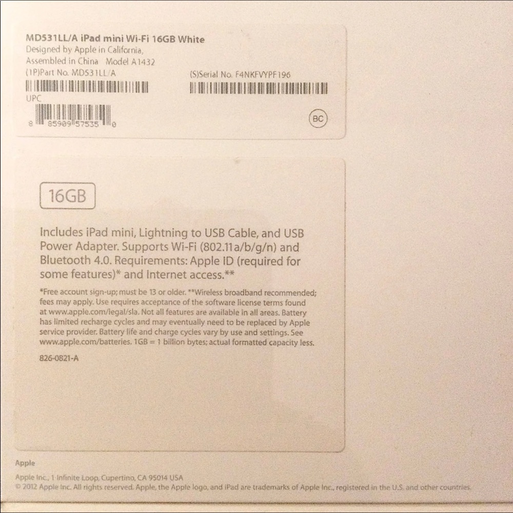 Apple 1st Gen iPad Mini 16GB Wi-Fi White & Silver - Picture 4 of 4